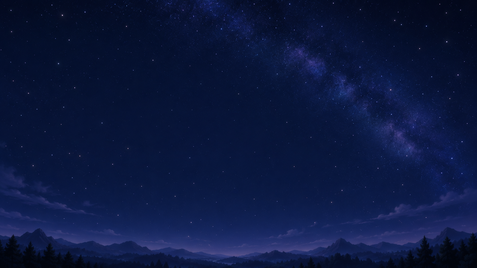 Deep blue night sky above a distant dark horizon